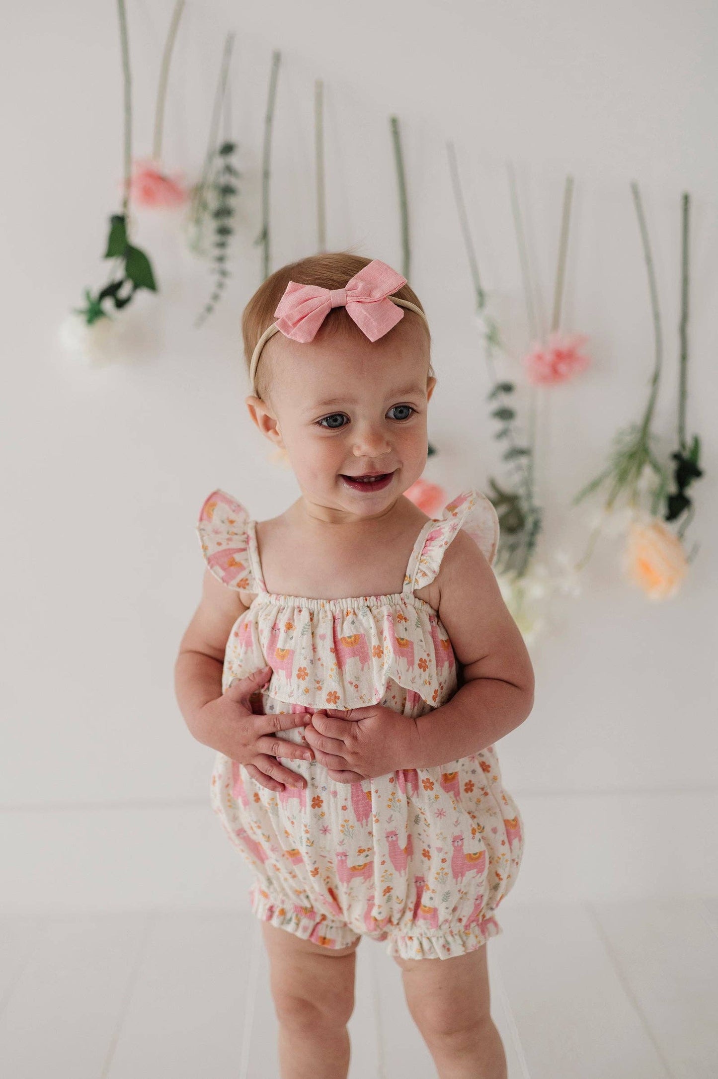 Pink Llamas Gauze Bubble Romper