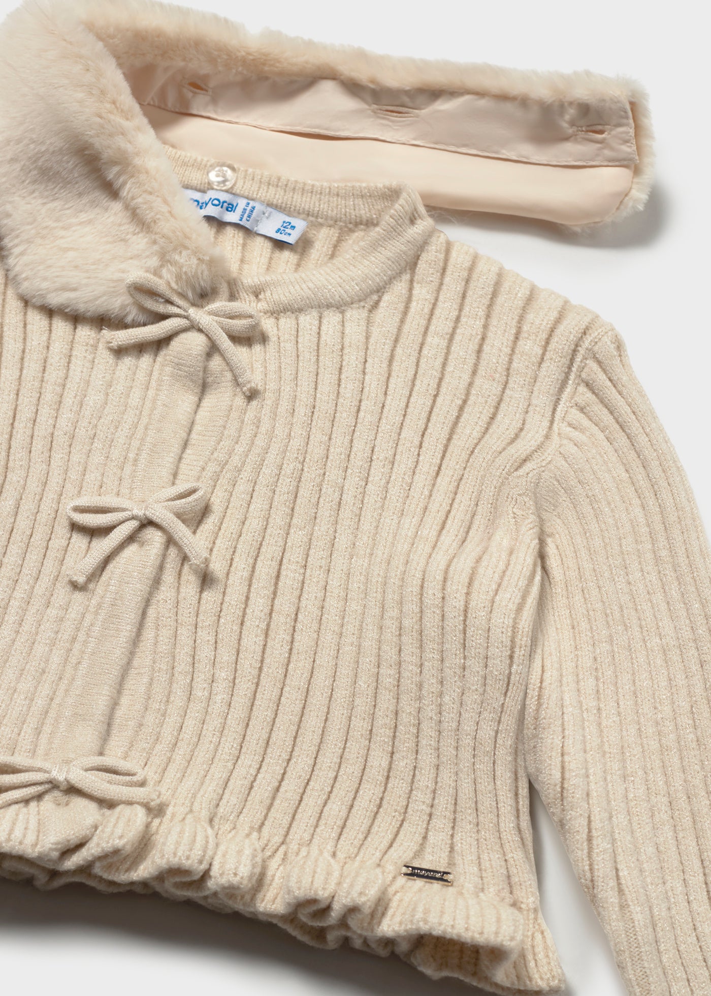 Baby Cardigan with Faux Fur Collar