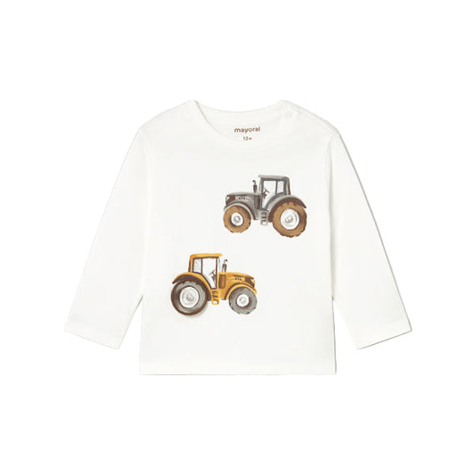 Cream L/s "Play" tractor shirt