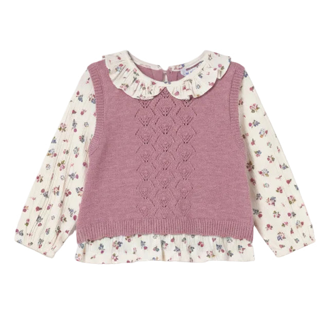 Violet Layered Sweater Vest & Blouse