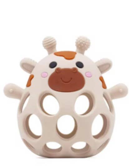 3D Giraffe Silicone Teether- Navajo Beige