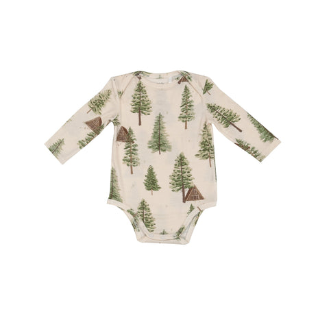 Cabin And Trees Bodysuit: Cream