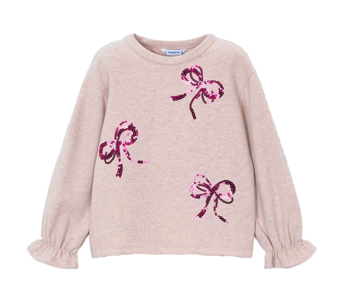 Raspberry Cream Sequin Bows Sweater