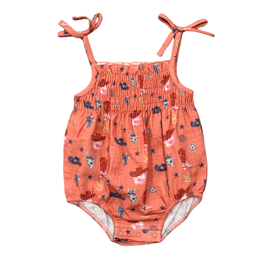 American Cowgirl Tie-Smocked Bodysuit