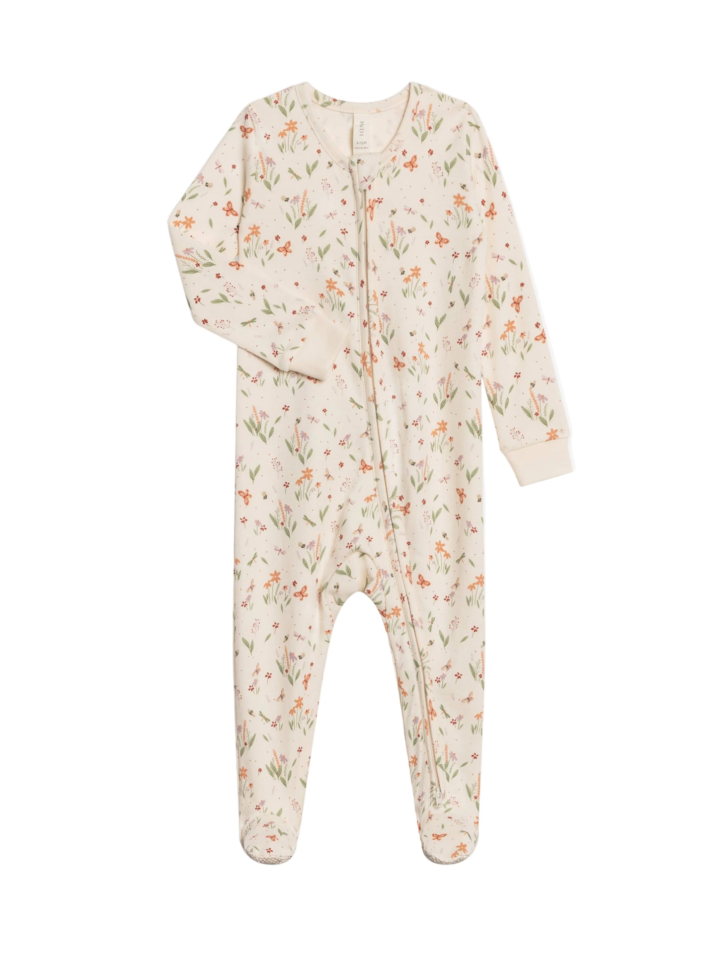 Organic Peyton Footed Sleeper - Butterfly / Fog + Mint