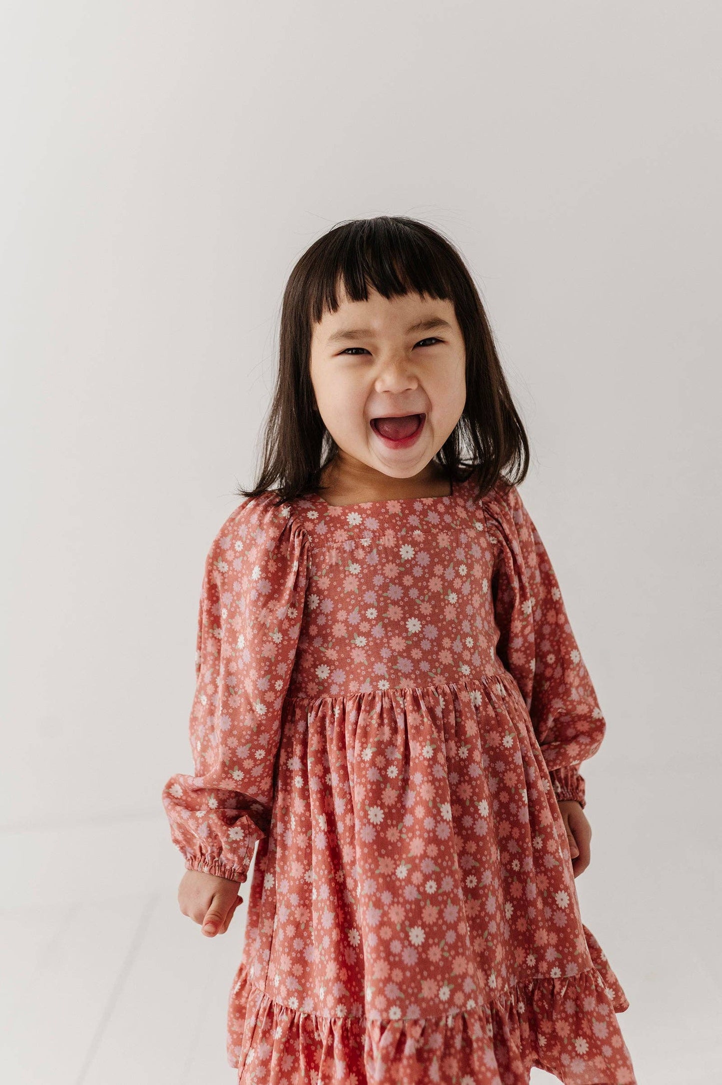 Tiny Petals Long Sleeve Viscose Dress