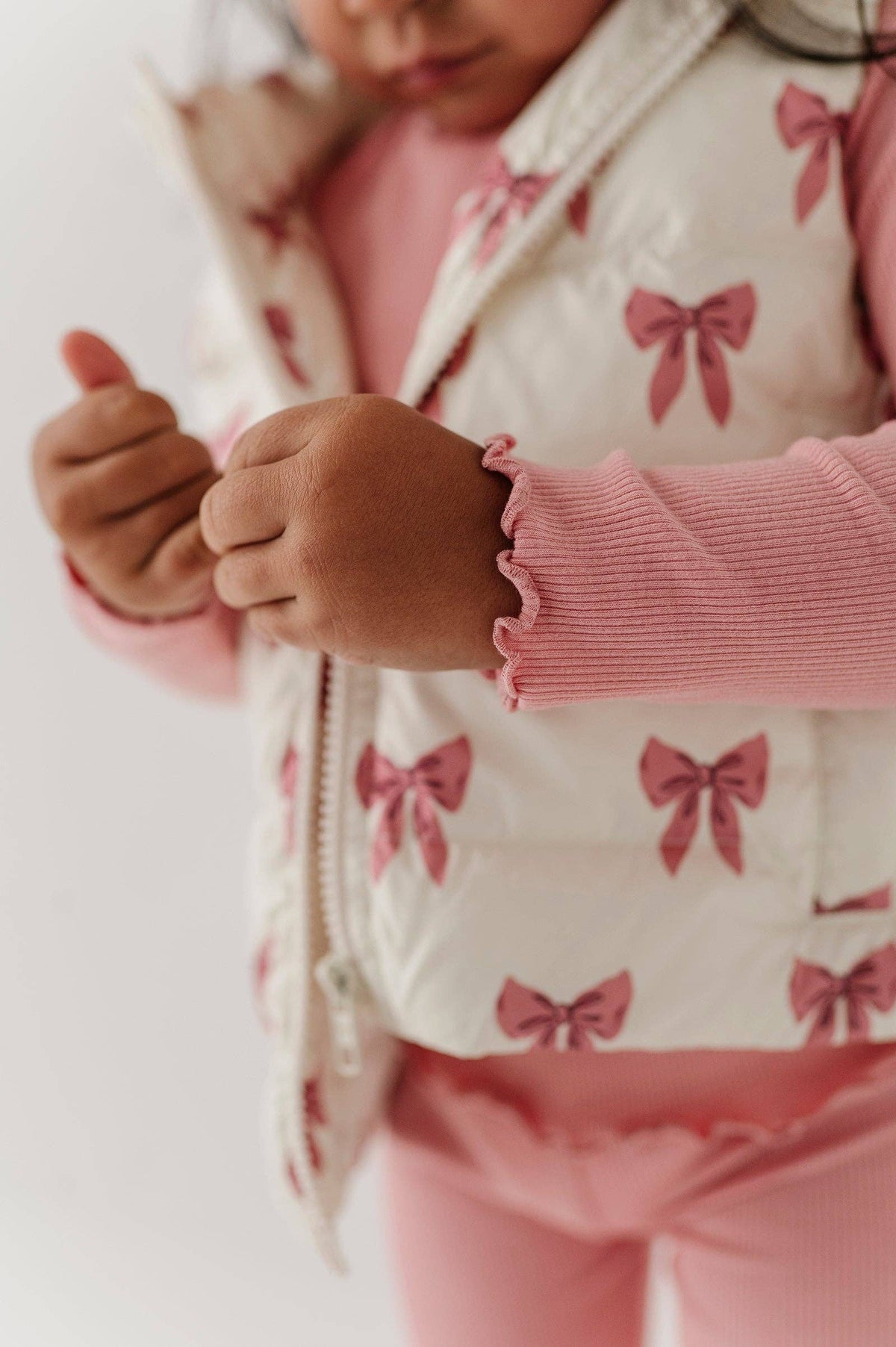 Rose Elegance Bows Puffer Vest