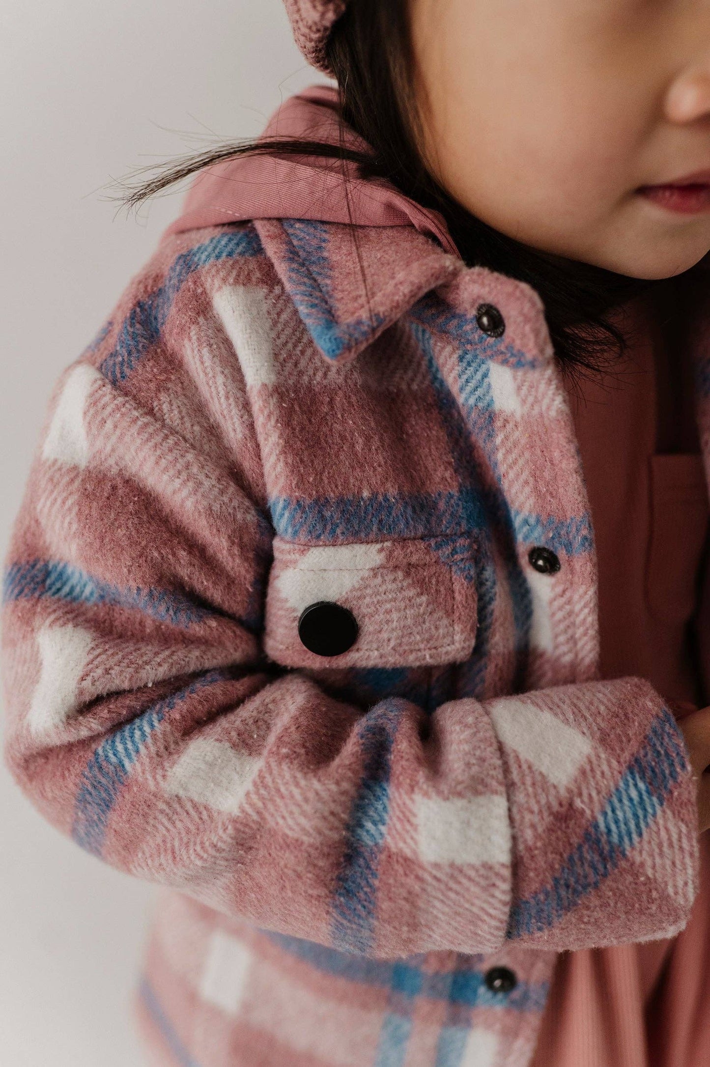 Pink + Blue Plaid Hooded Shacket