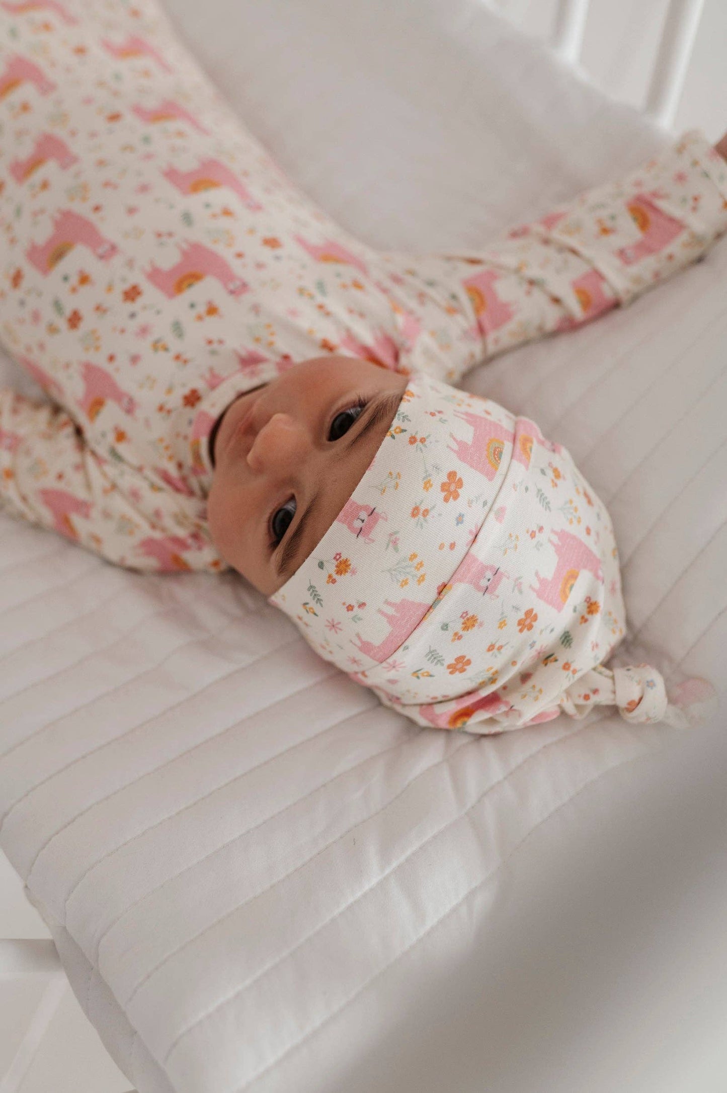 Pink Llamas Bamboo Knotted Hat