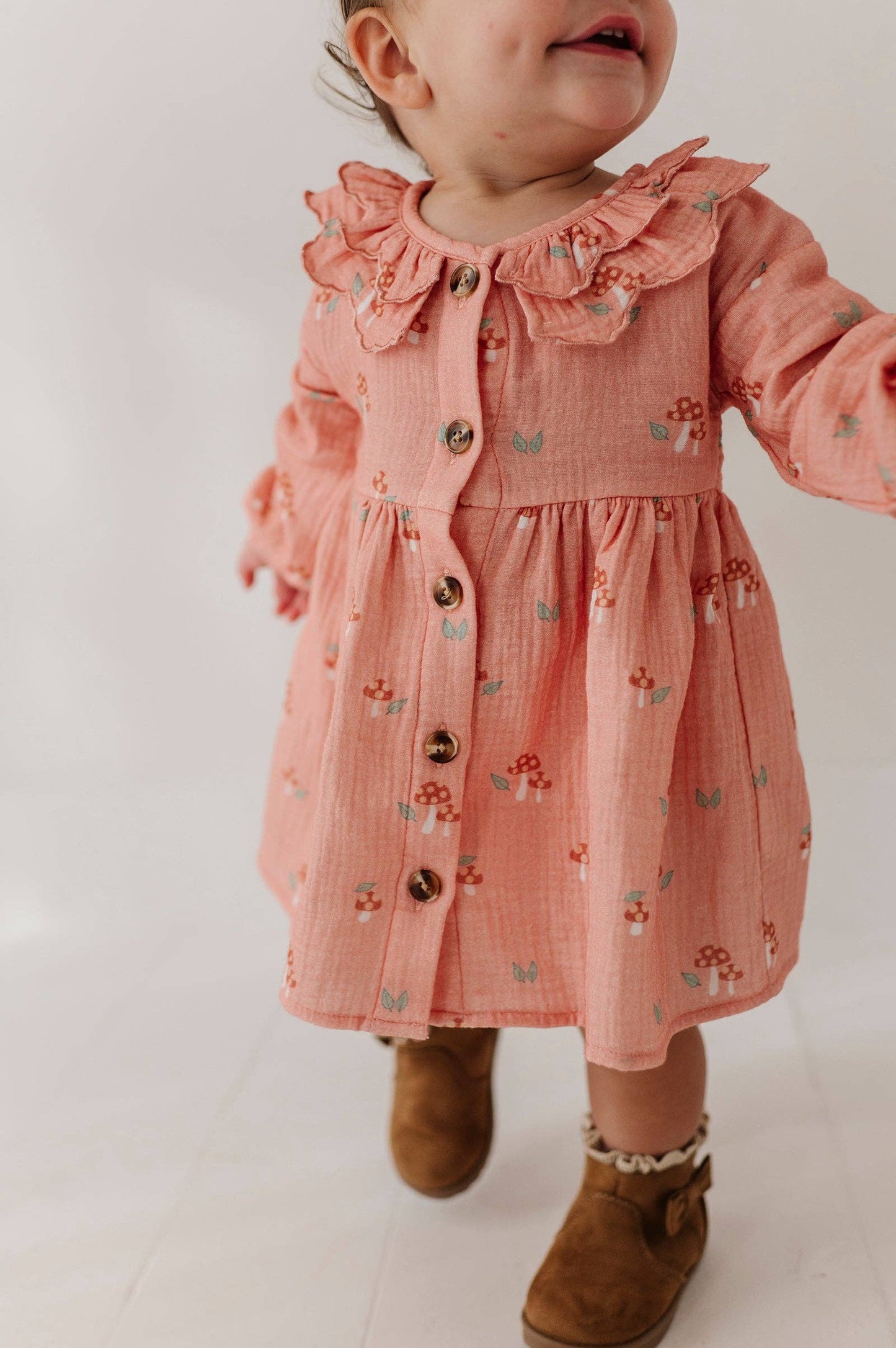 Mesa Rose Mushroom Ruffled Collar Dress Set