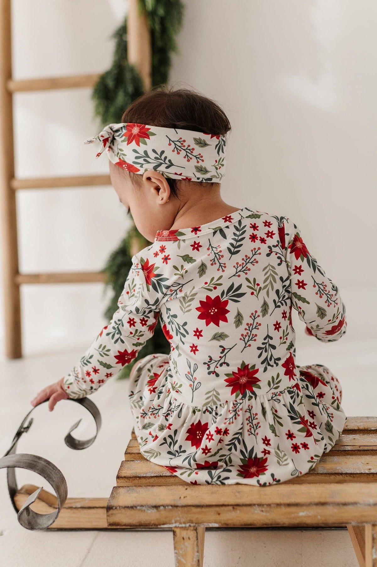 Poinsettia Long Sleeve Bodysuit Dress