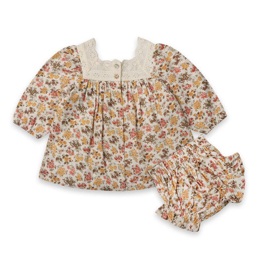 Solana Flower Baby Dress & Bloomer (Organic Cotton)