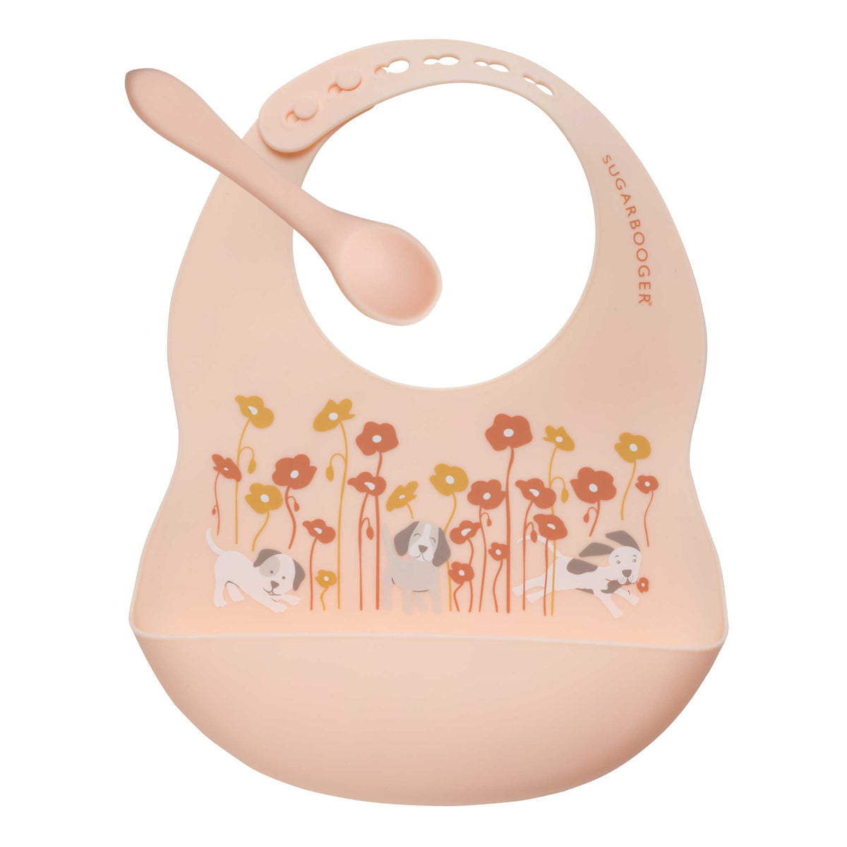 Silicone Bib & Spoon Set | Puppies & Poppies