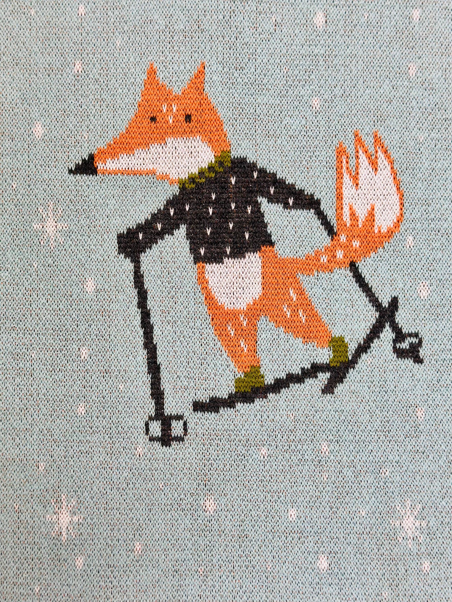 Organic Cotton Jacquard Knit Blanket - Animal Ski