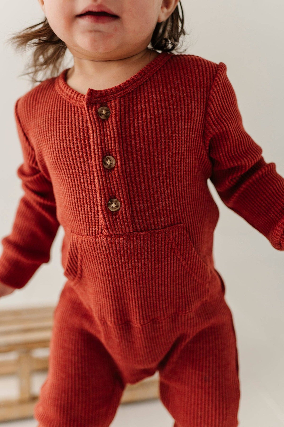 Berry Red Waffle Romper