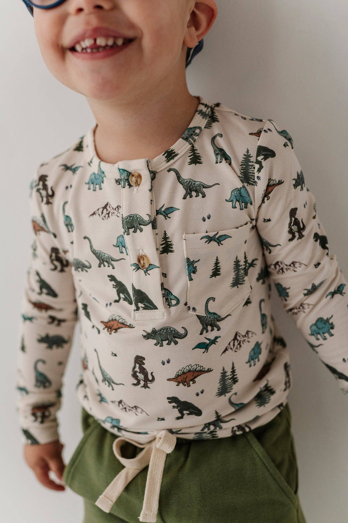 Dino Land Long Sleeve Henley Shirt