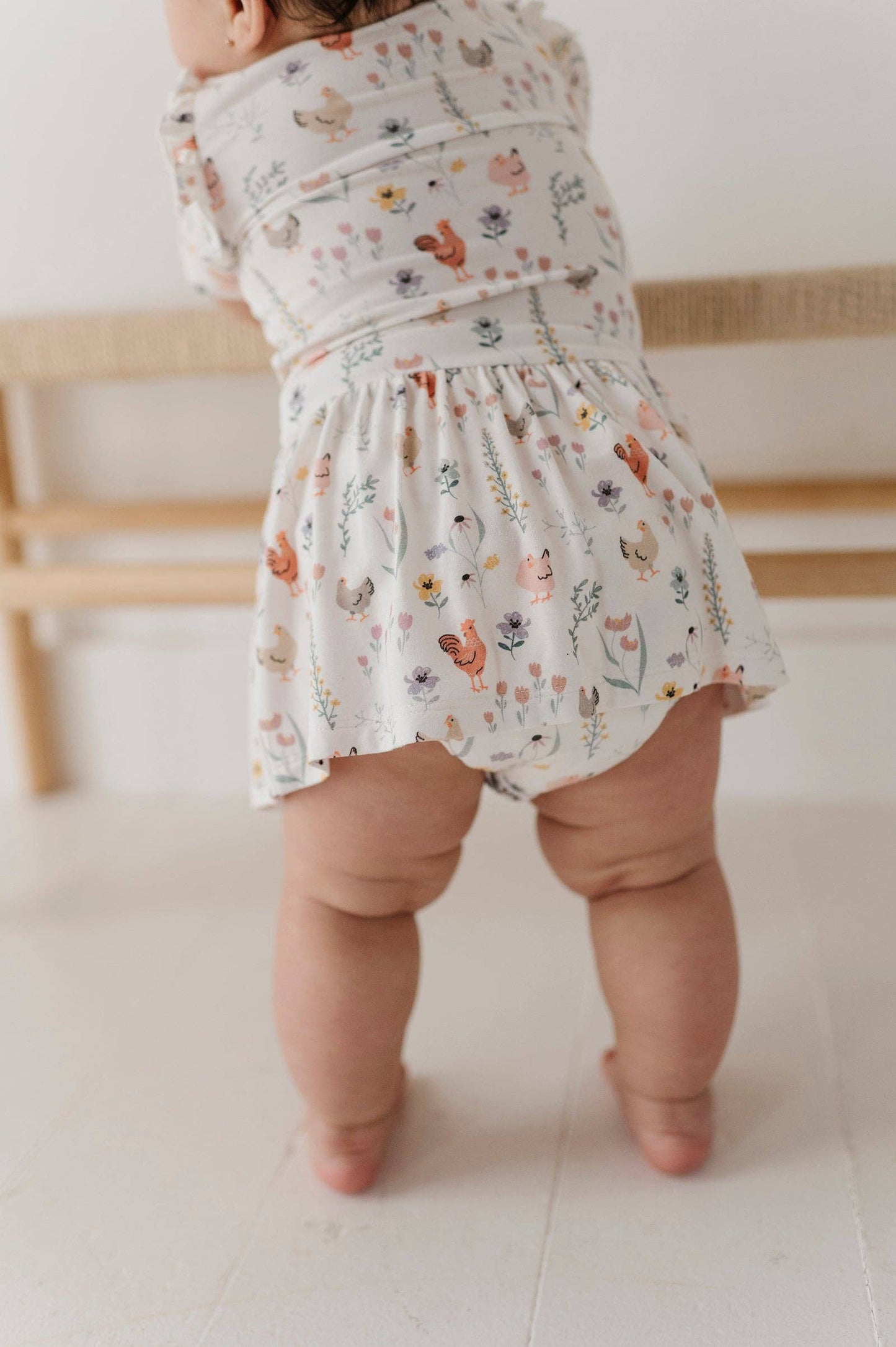 Floral Chickens Bodysuit Dress