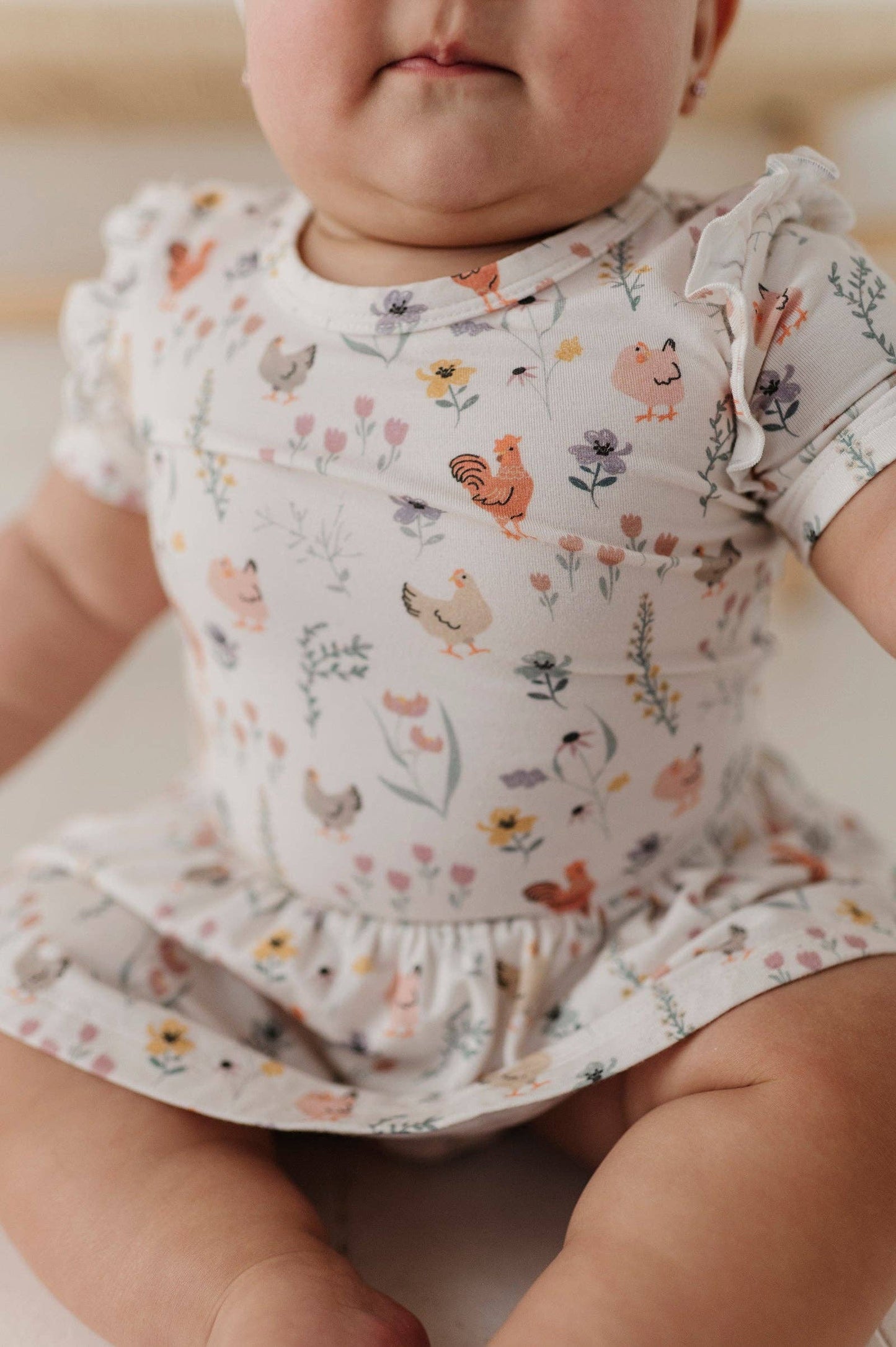 Floral Chickens Bodysuit Dress