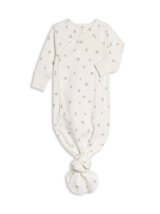 Organic Newborn Indy Kimono Gown - Palmer Floral / Dune + Laguna