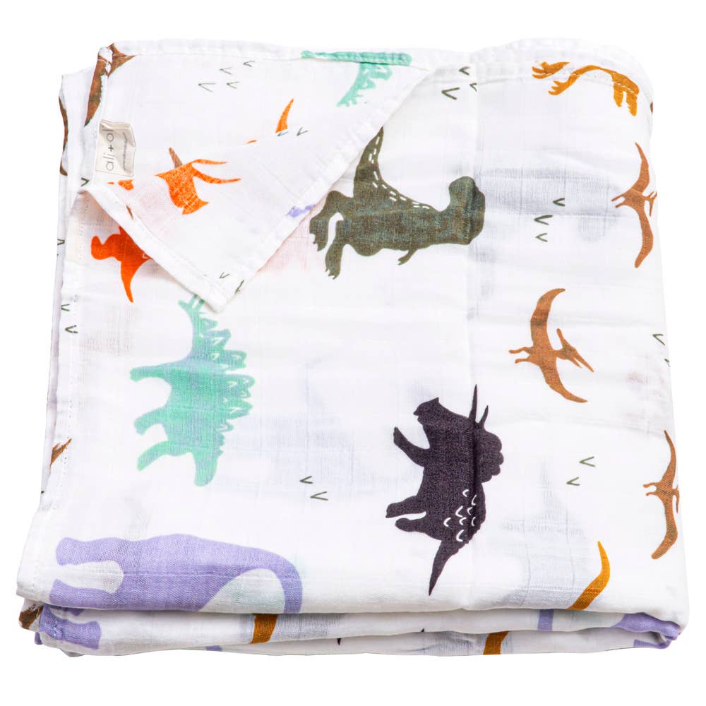 Bamboo Muslin Swaddle Blanket- Dinosaurs
