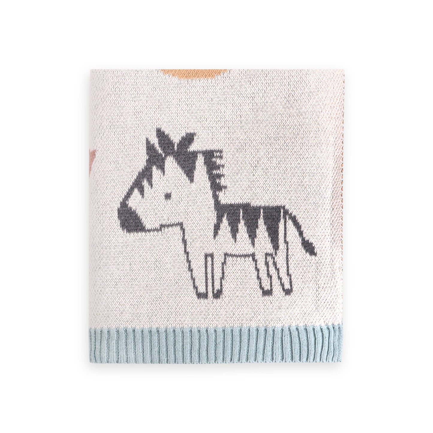 Organic Jacquard Sweater Knit Blanket - Alphabet Blue