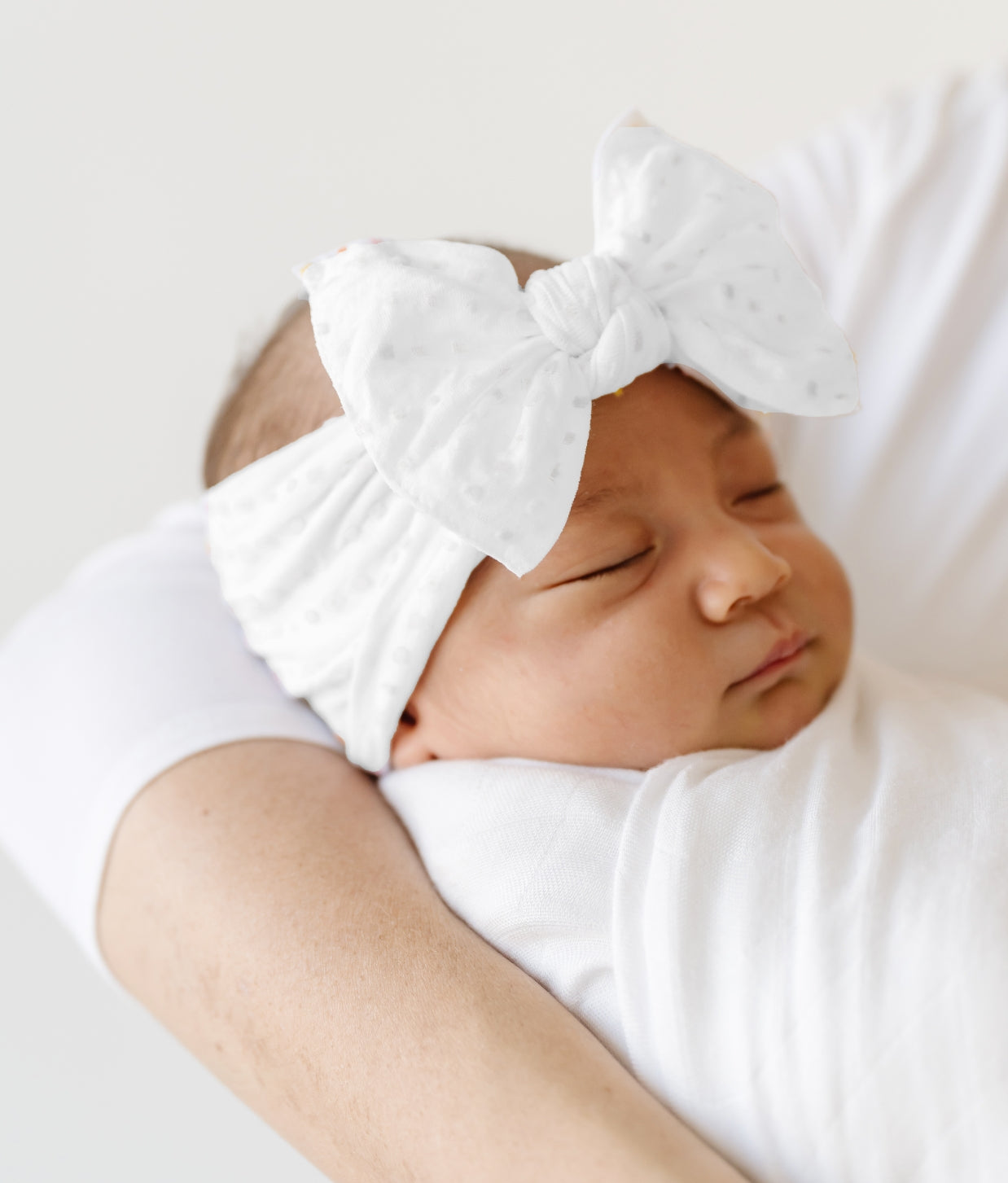 White Shabby Dot Knot Headband