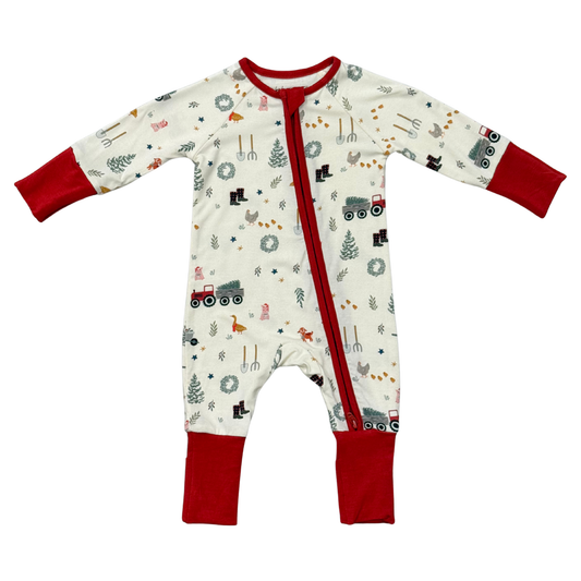 Christmas Farm Long Sleeve Zip Romper