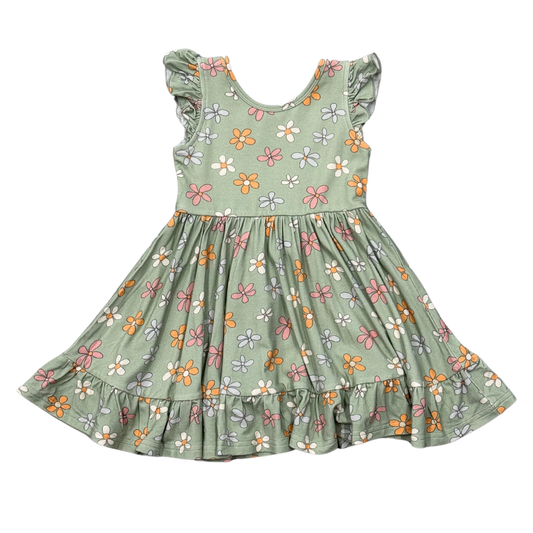 Sketched Daisy Sleeveless Twirl Dress