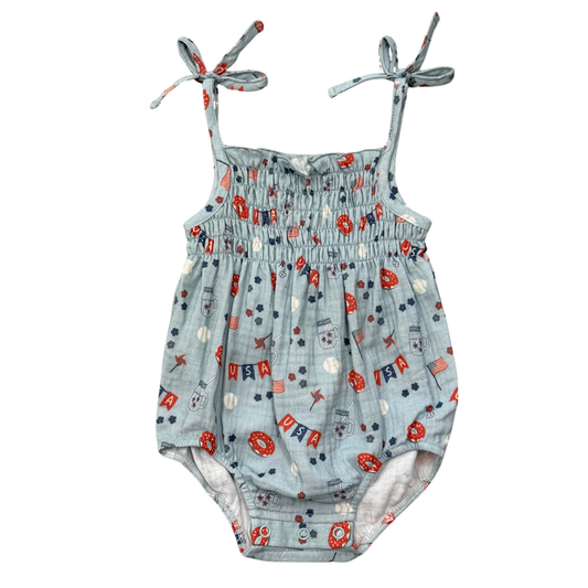 USA Summer Tie-Smocked Bodysuit