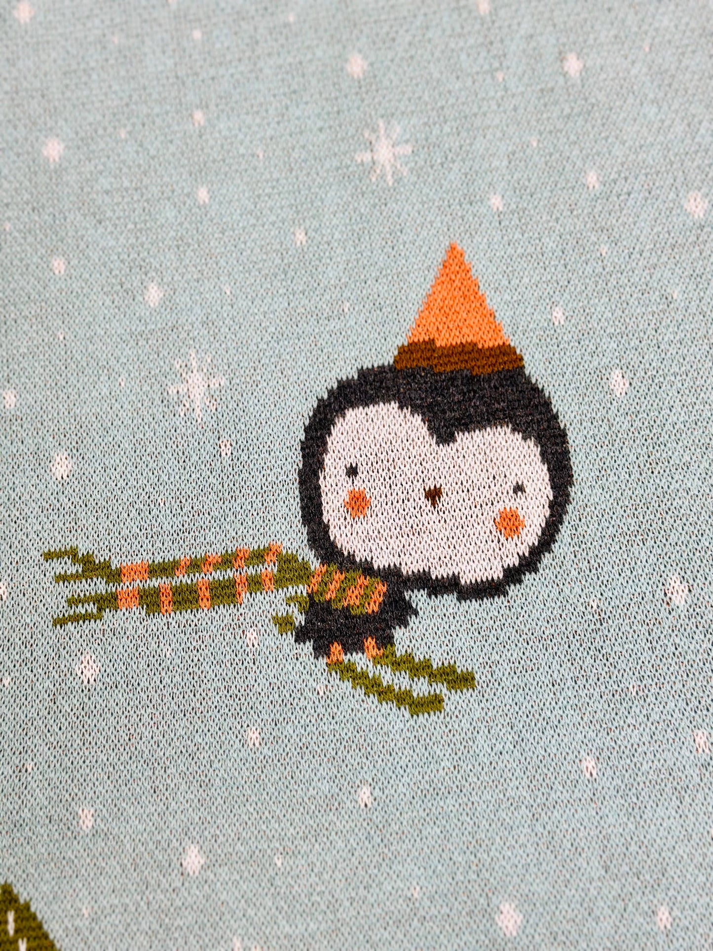 Organic Cotton Jacquard Knit Blanket - Animal Ski