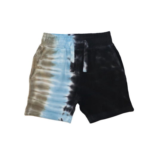 Split Tie Dye Black Shorts