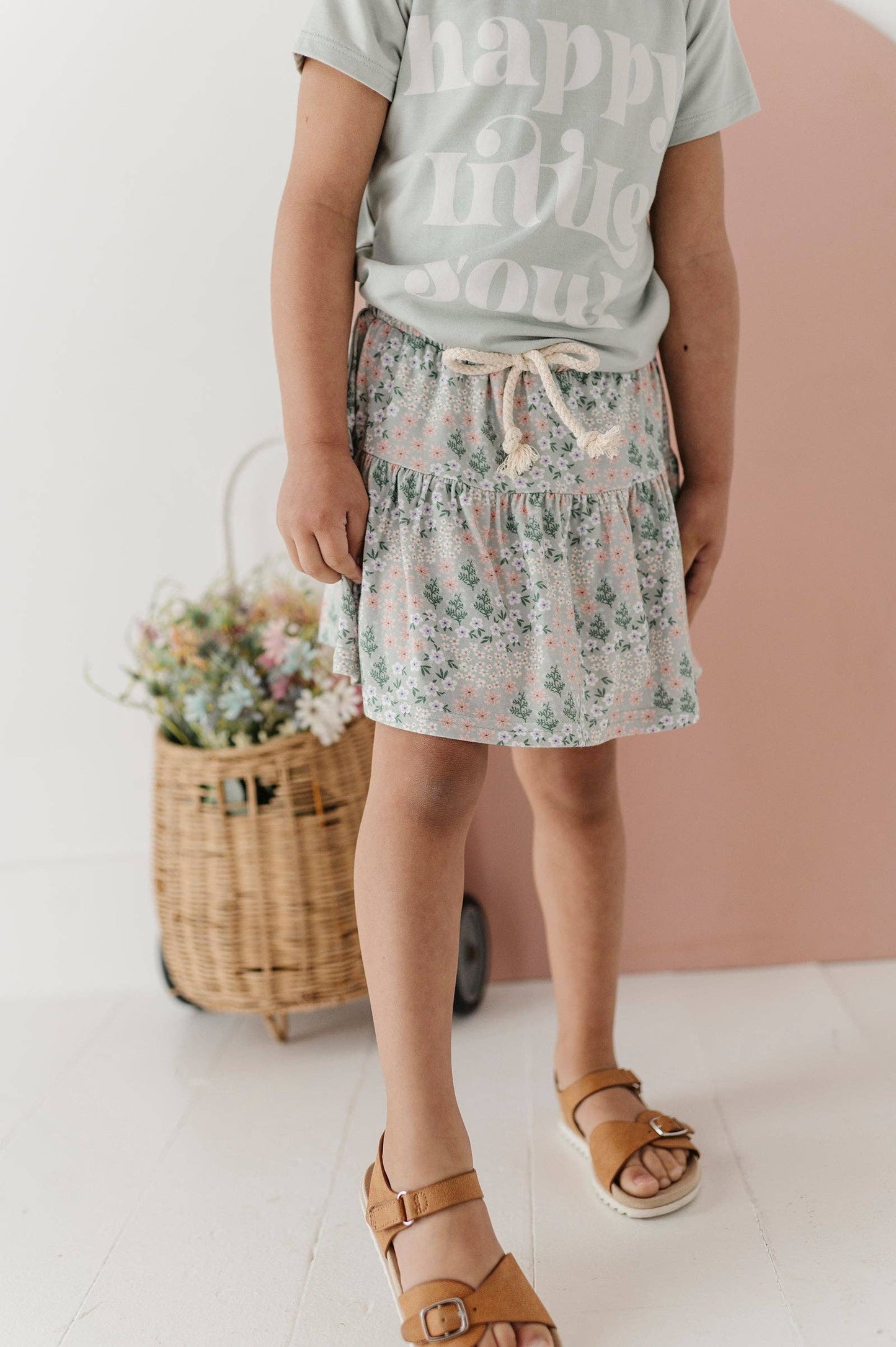 Aqua Grey Floral Skort