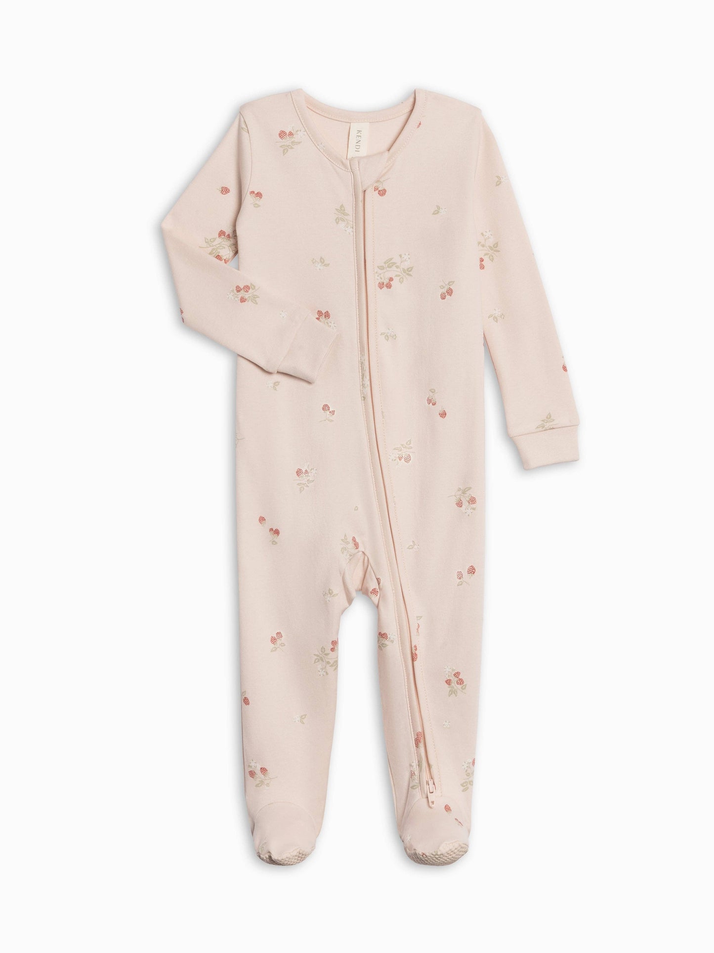 Organic Peyton Footed Sleeper - Raspberries / Shell + Mint