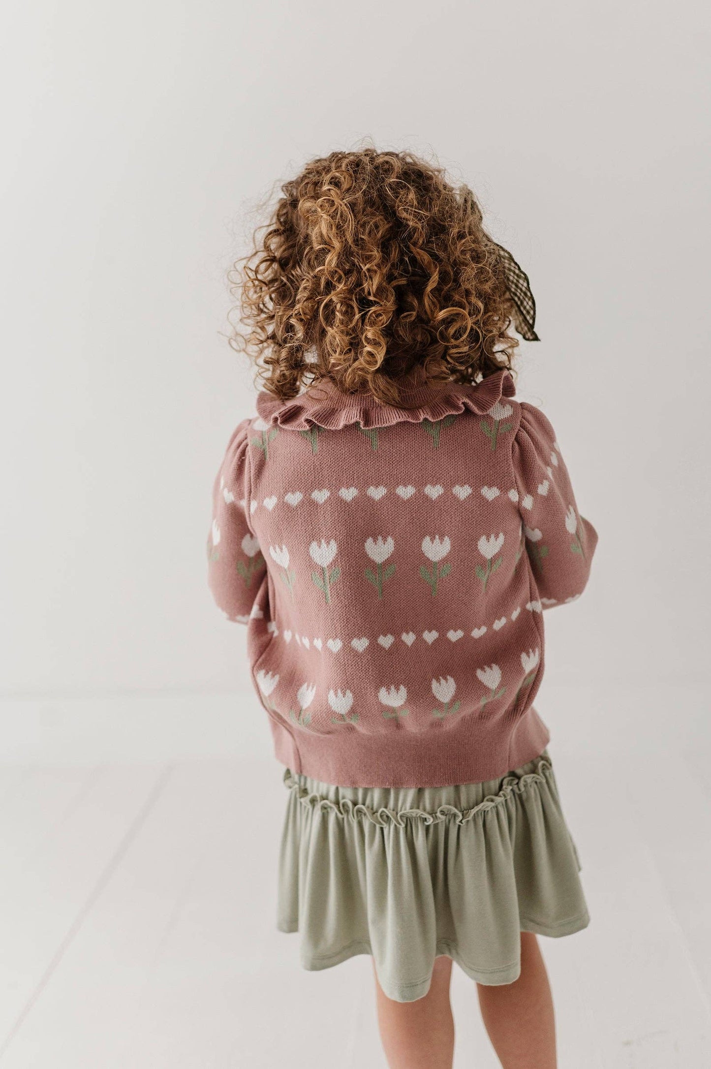 Tulip Heart Intarsia Knit Cardigan