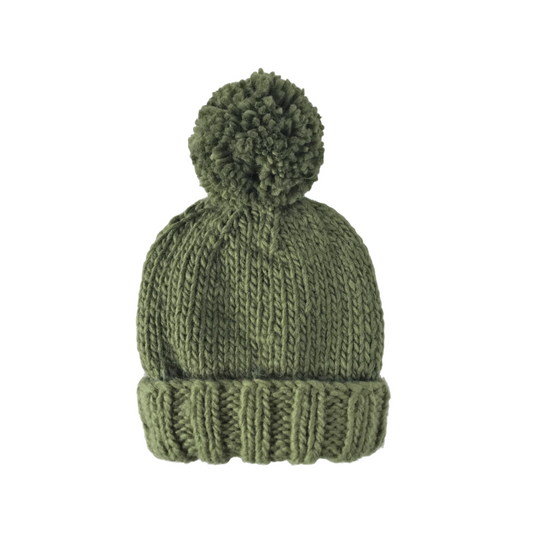 Classic Pom Knit Moss Beanie