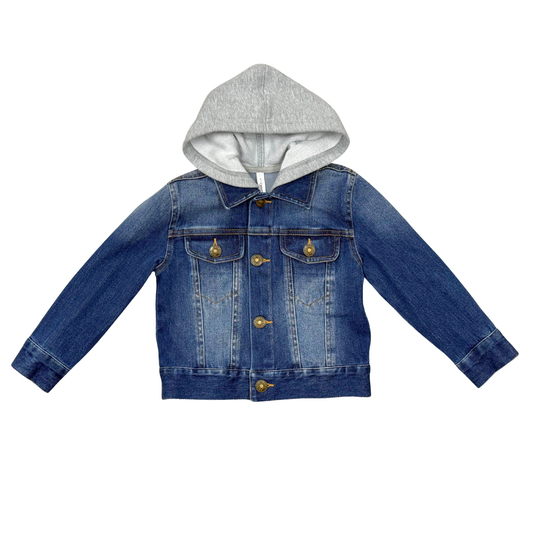Dark Blue Wash Hooded Denim Jacket
