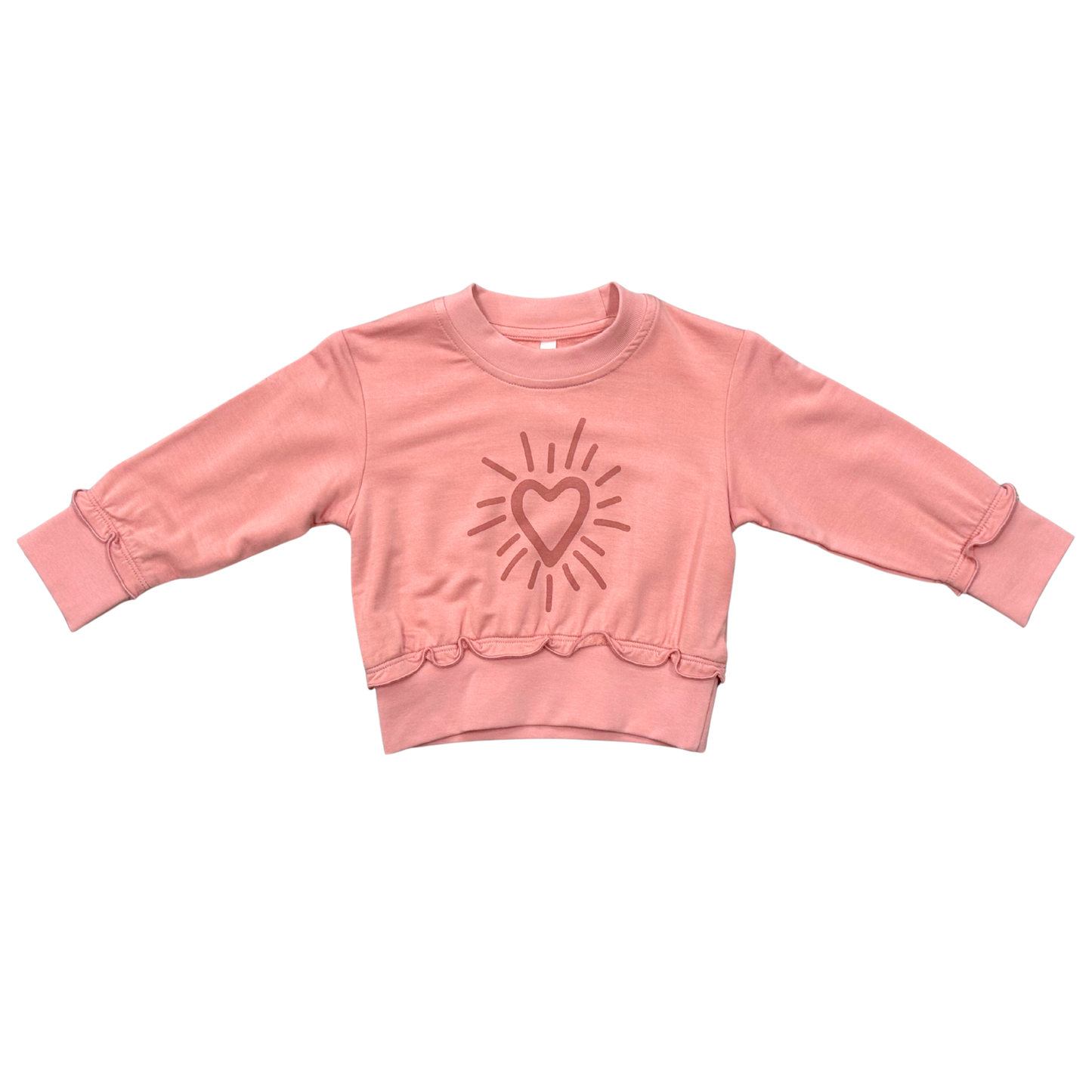 Starburst Heart Ruffle Hem Sweatshirt