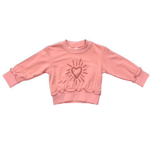Starburst Heart Ruffle Hem Sweatshirt