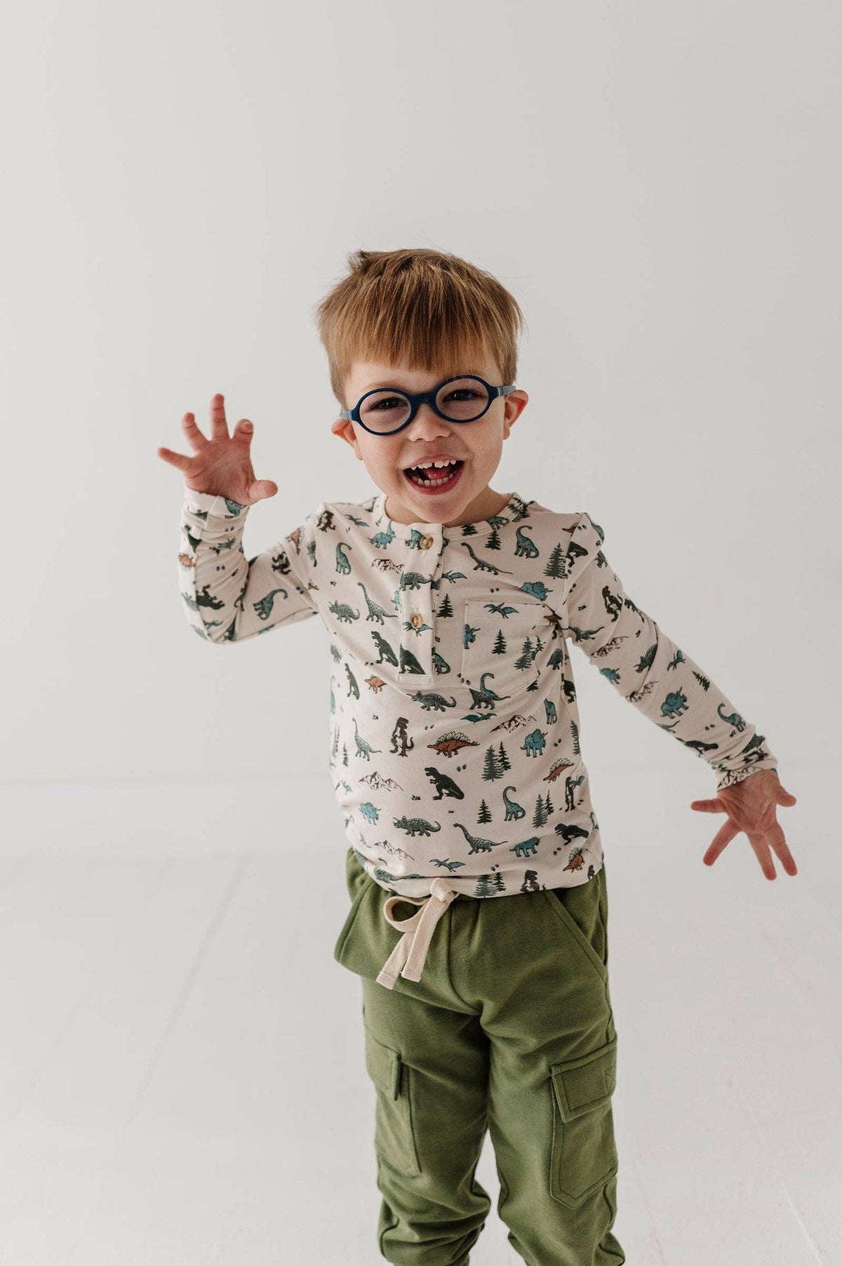 Dino Land Long Sleeve Henley Shirt