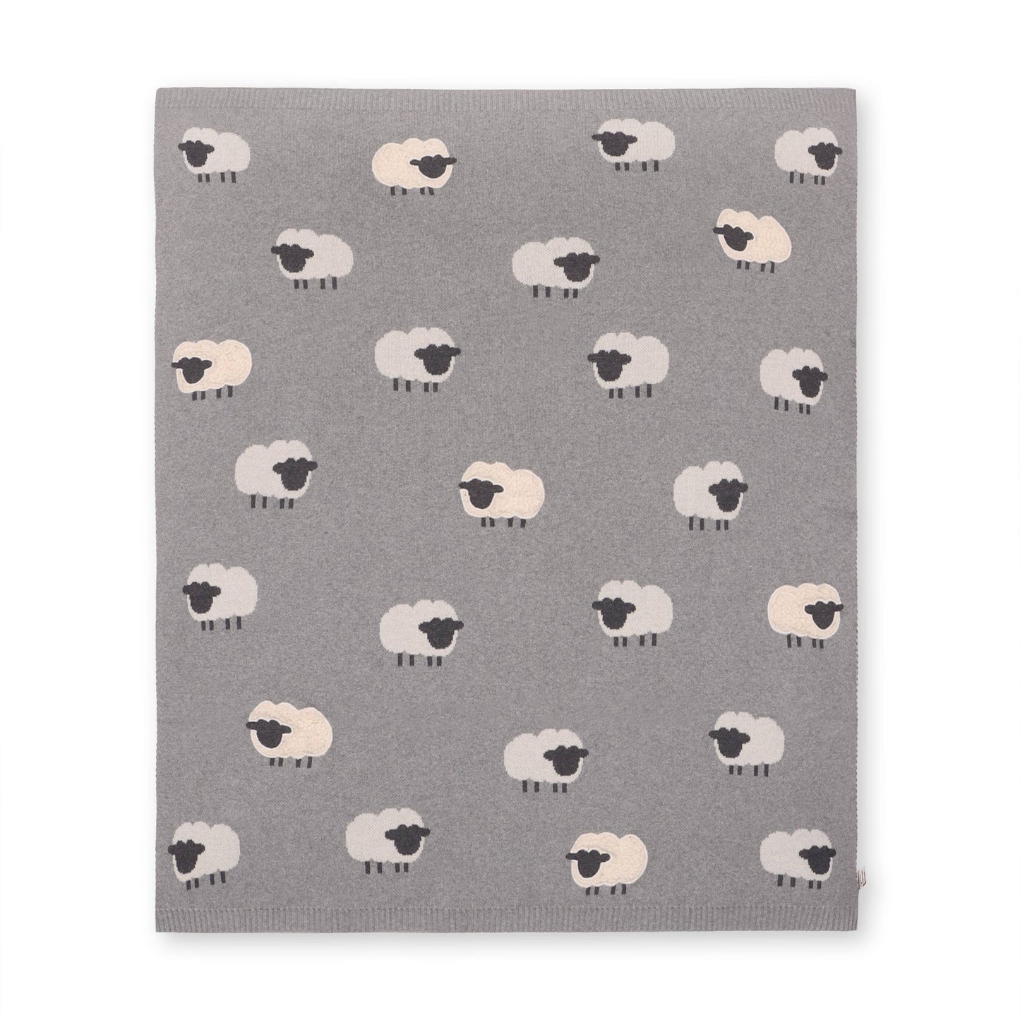 Organic Cotton Jacquard Knit Blanket - Wooly Sheep