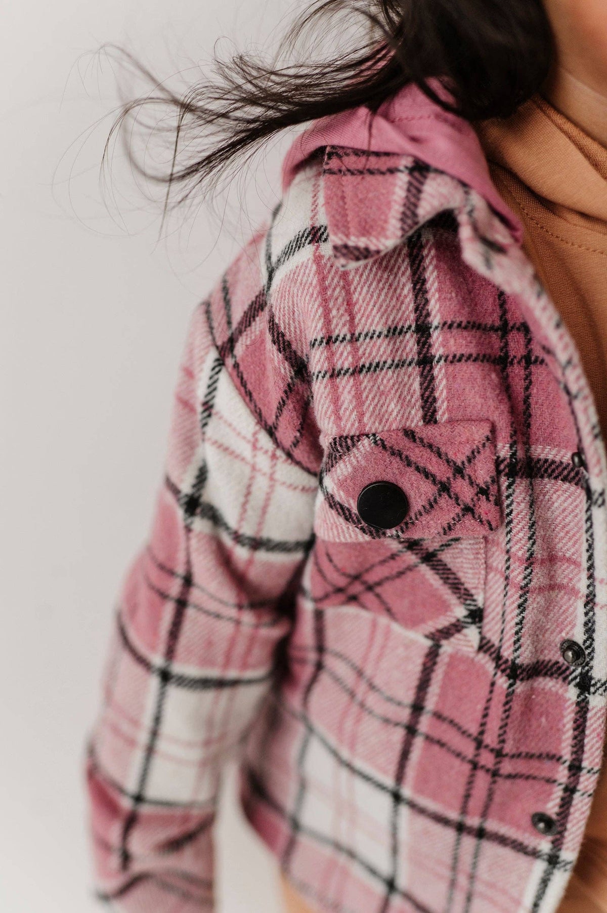 Magenta Plaid Hooded Shacket