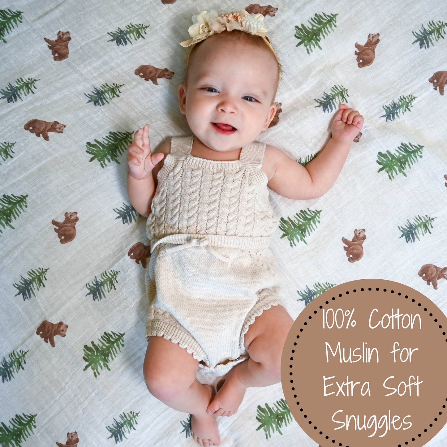 Bear Cub Baby Muslin Swaddle Blanket