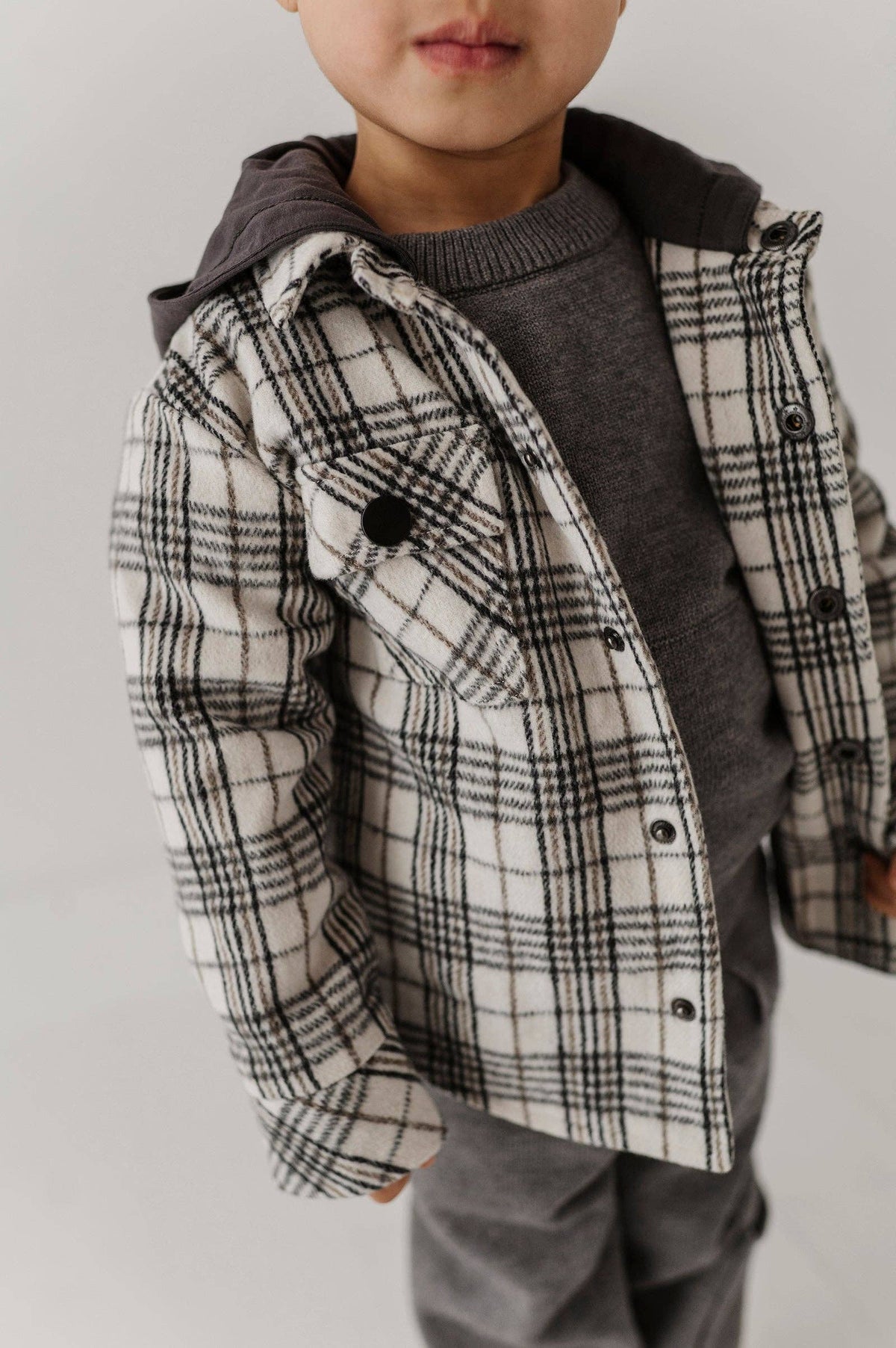Granite Plaid Hooded Shacket