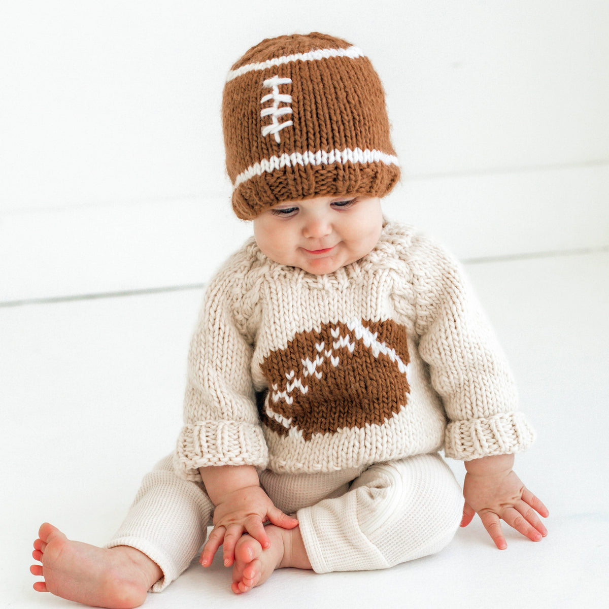Natural Football Knitted Cardigan
