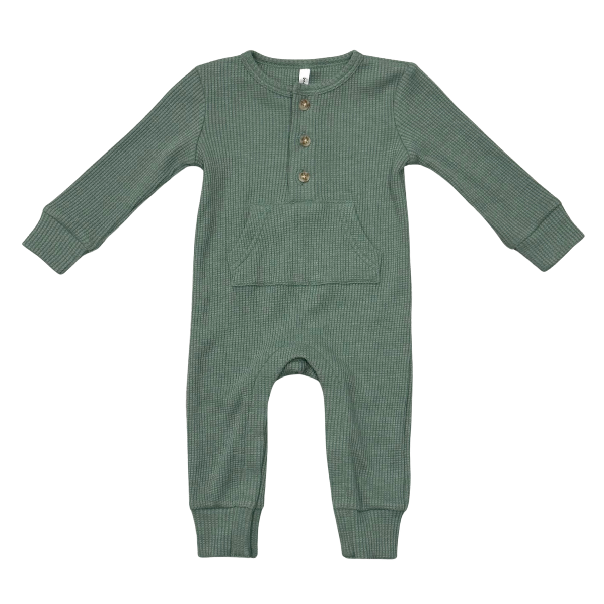 Pine Green Waffle Romper