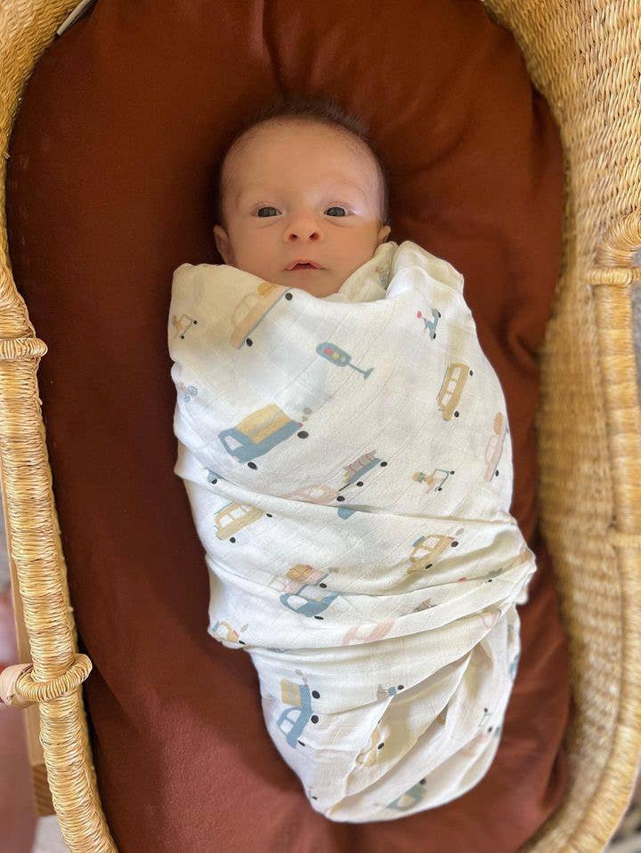 Bamboo Muslin Swaddle Blanket- Automobile