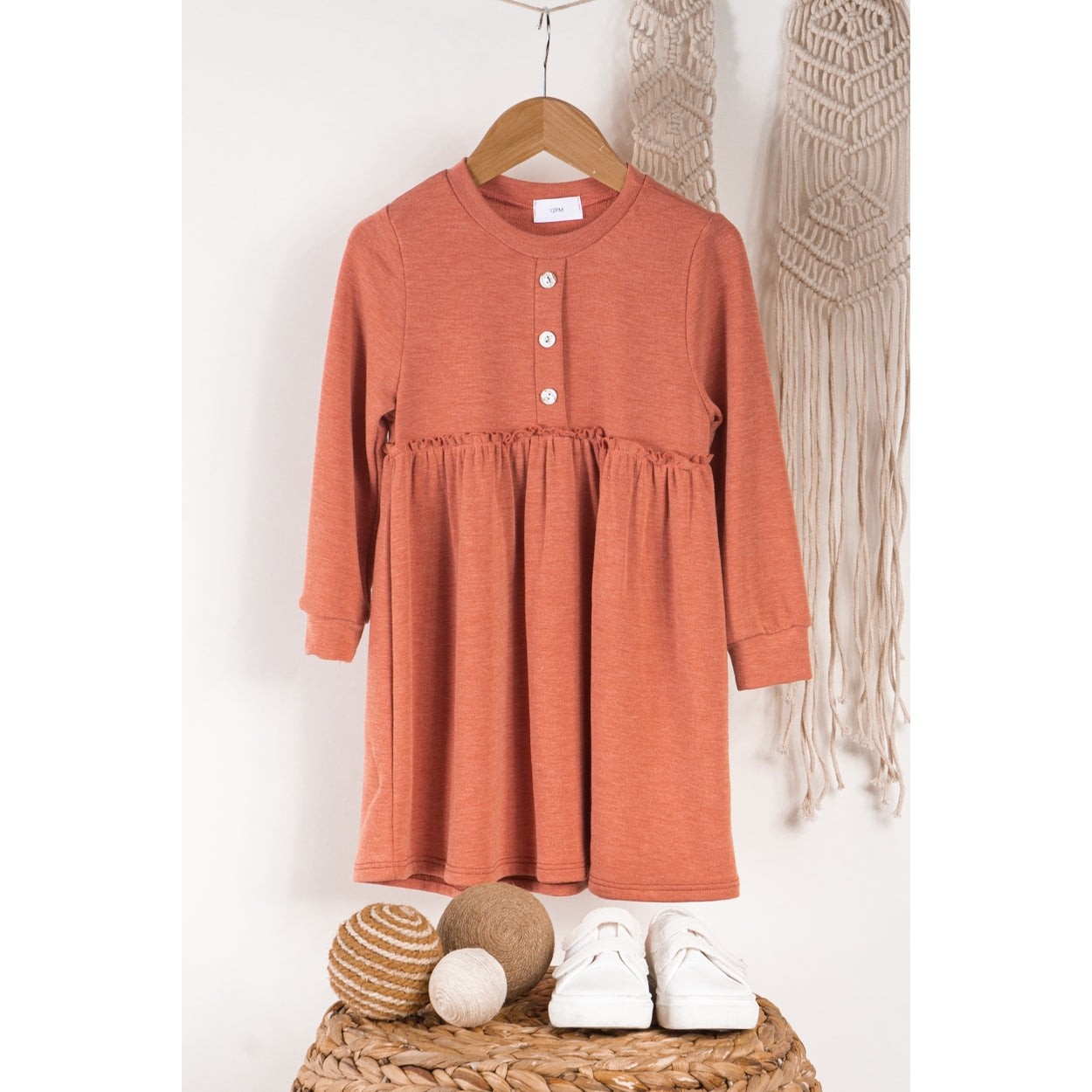 Clay Button Front Dress