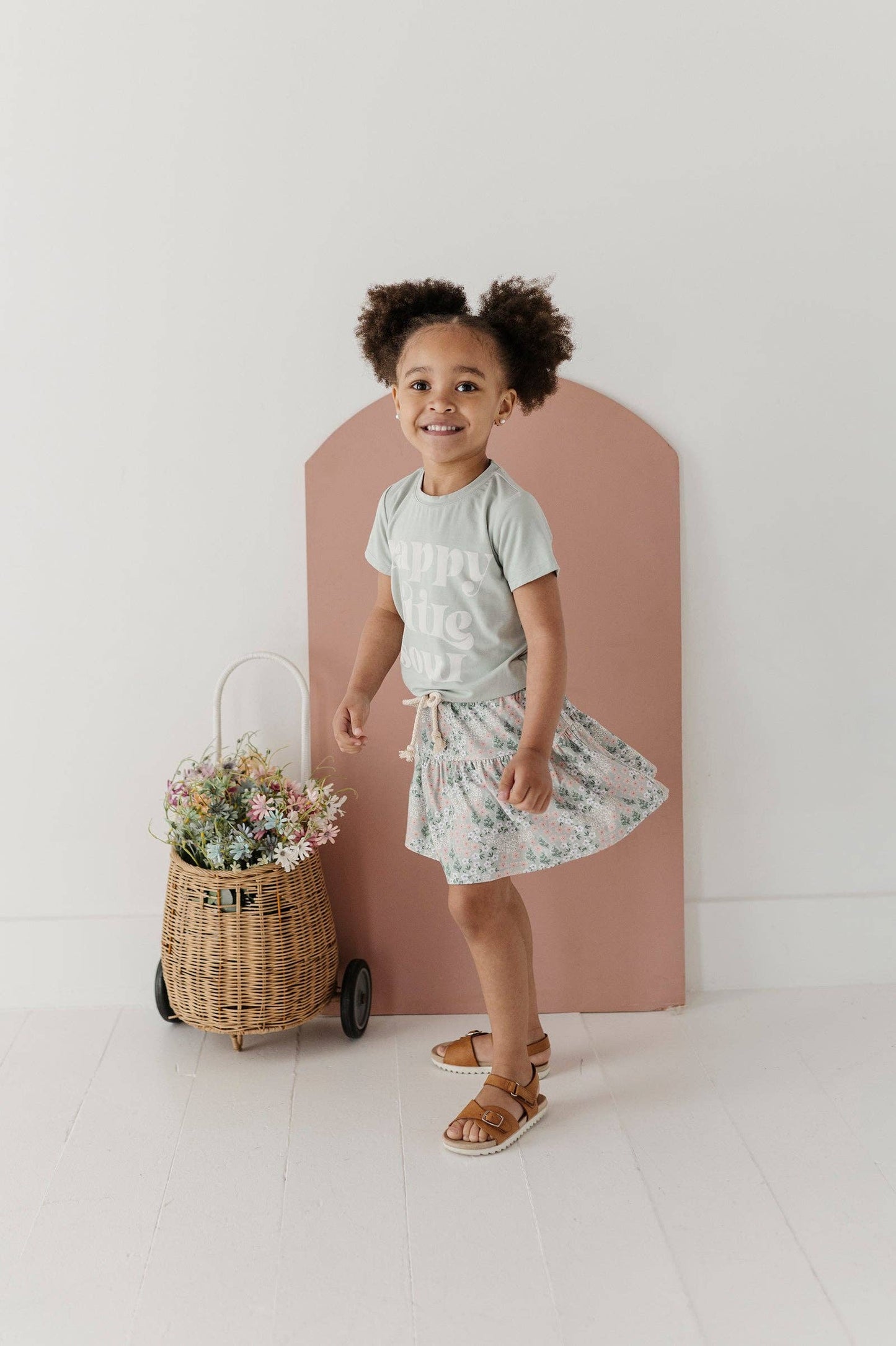 Aqua Grey Floral Skort