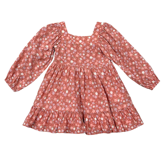 Tiny Petals Long Sleeve Viscose Dress