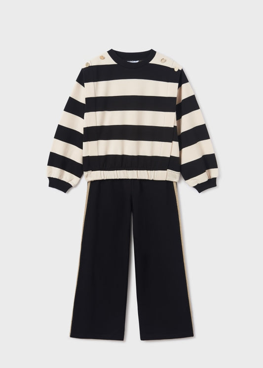 Fleece long trousers set: Black